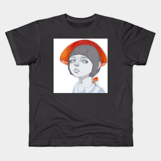 Mushroom Girl Kids T-Shirt by Nidimar